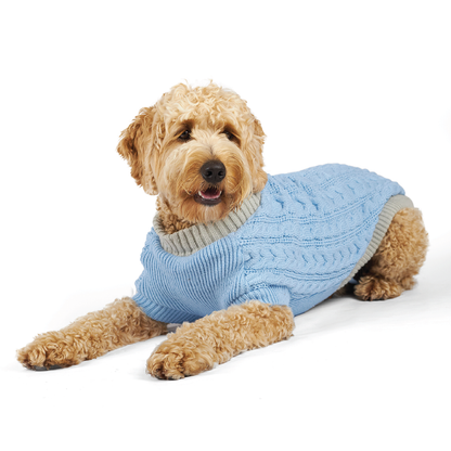 Blue Cloud Cable Knit Dog Jumper